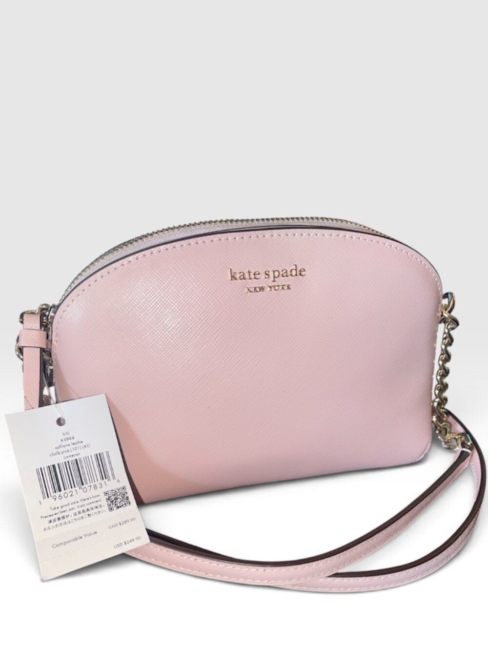 Kate Spade Hilli Saffiano Leather Chalk pink Dome crossbody bag